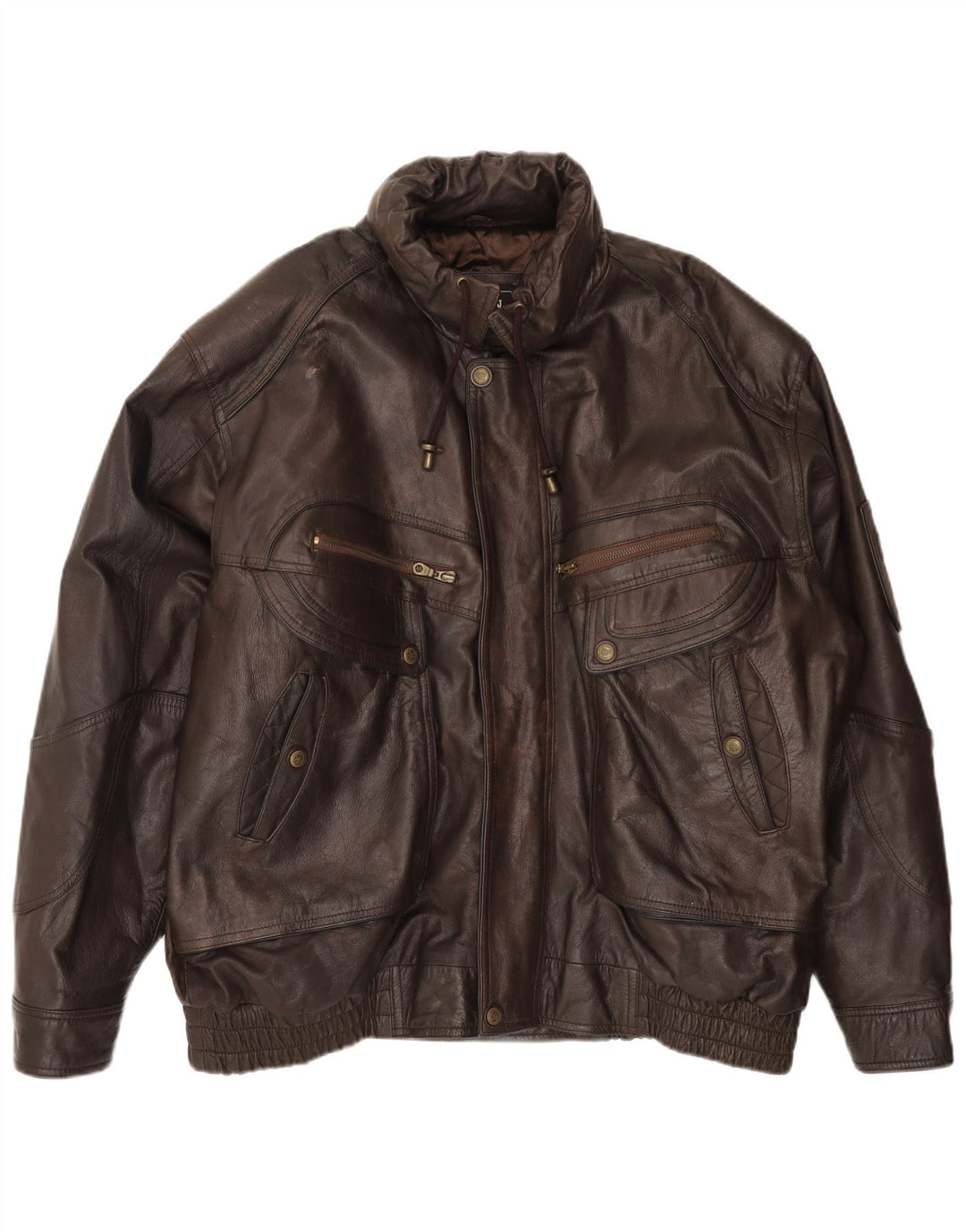 MILAN Mens Leather Jacket UK 44 2XL Brown Leather