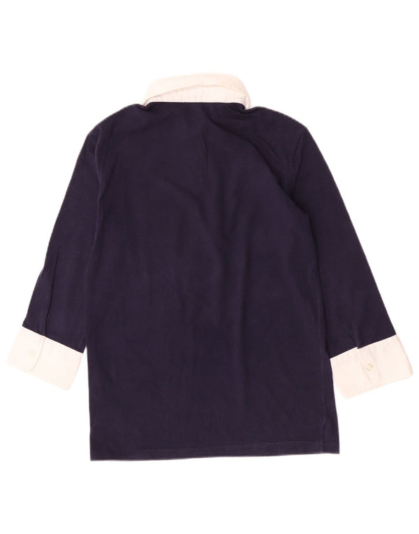 Fred Perry Womens Rugby Polo Shirt UK 14 Large Navy Blue Colourblock