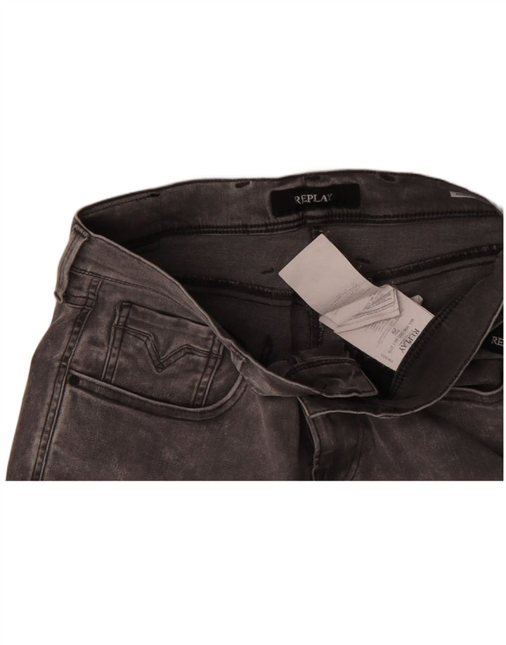 REPLAY Mens Anbass Denim Shorts W29 Medium Grey Cotton