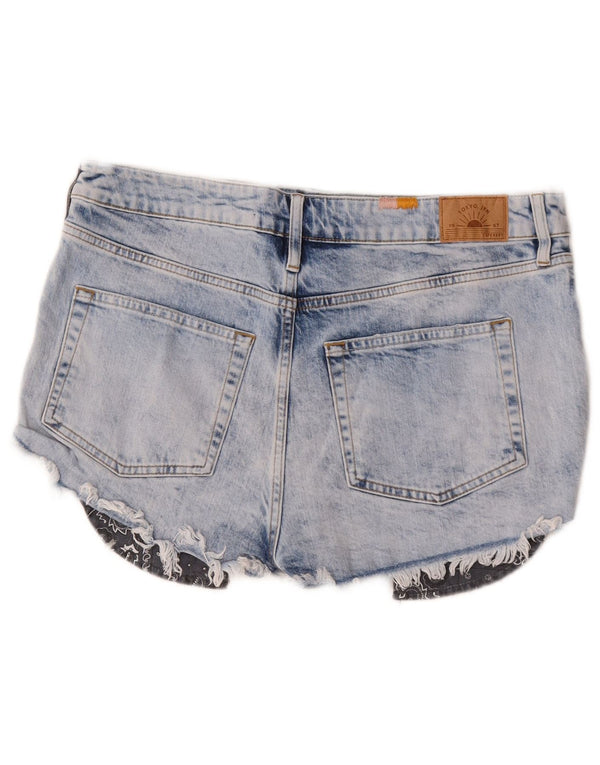 Superdry Womens Distressed Denim Hot Pants W32 Large Blue Cotton