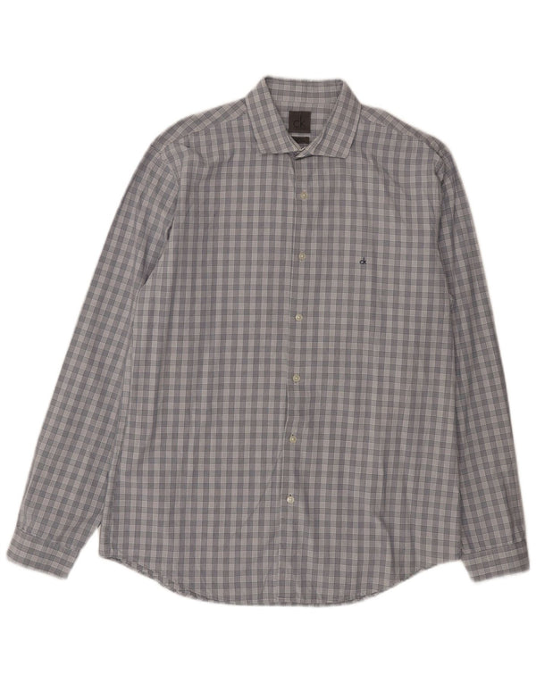CALVIN KLEIN Mens Shirt Size 41 16 Large Grey Check Cotton
