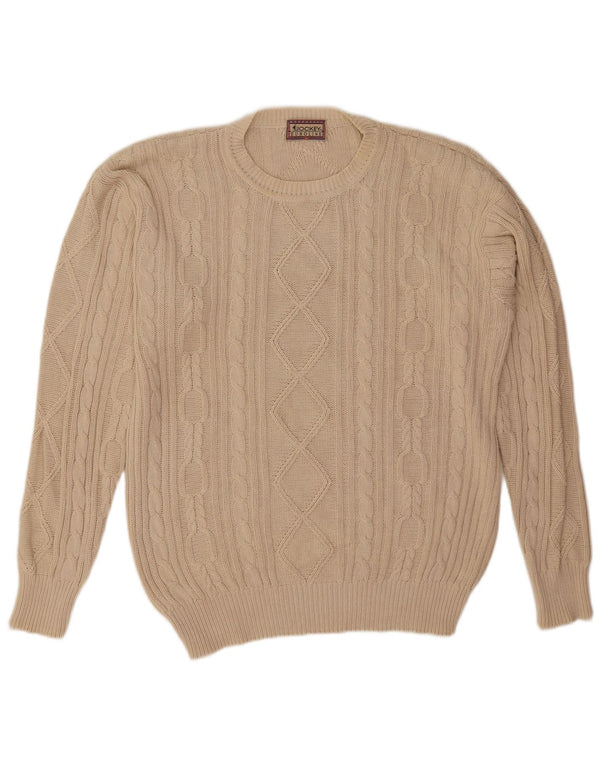 Jockey Mens Crew Neck Jumper Sweater Large Beige