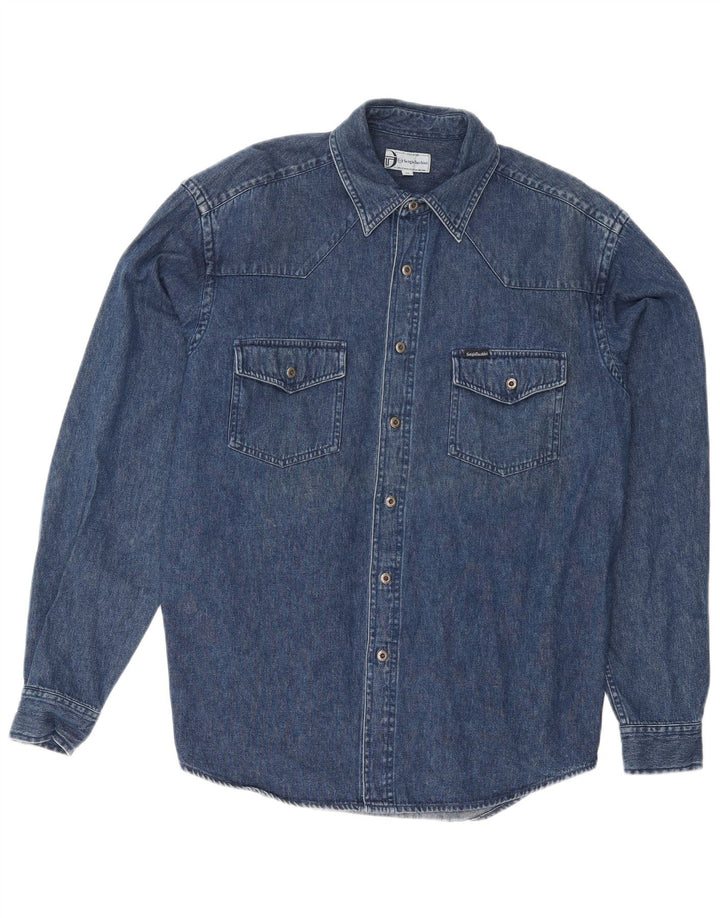 Sergio Tacchini Mens Denim Shirt Medium Navy Blue Cotton