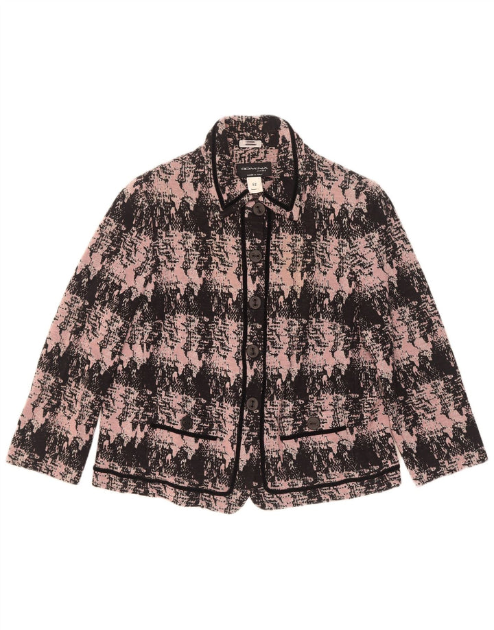 Domina Womens Abstract Pattern 5 Button Blazer Jacket IT 52 2XL Pink Wool