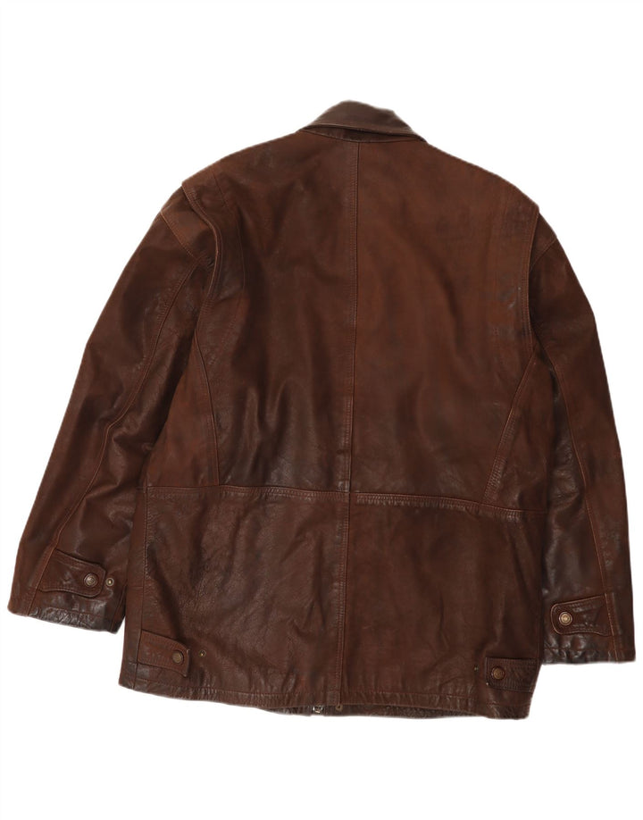 Vali Collection Mens Leather Jacket UK 40 Large Brown Leather