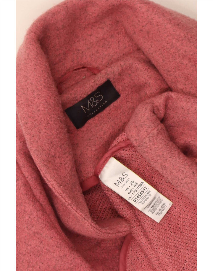 Marks & Spencer Womens Oversized Open Overcoat UK 20 2XL Pink Polyester