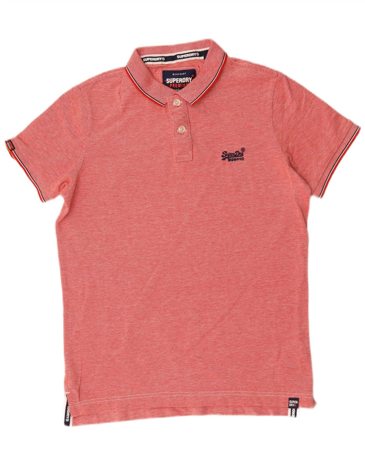 Superdry Mens Polo Shirt Large Red Flecked Cotton