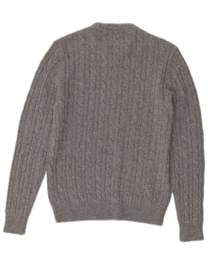 Jack Wills Mens Crew Neck Jumper Sweater UK 14 Medium Grey Merino Wool