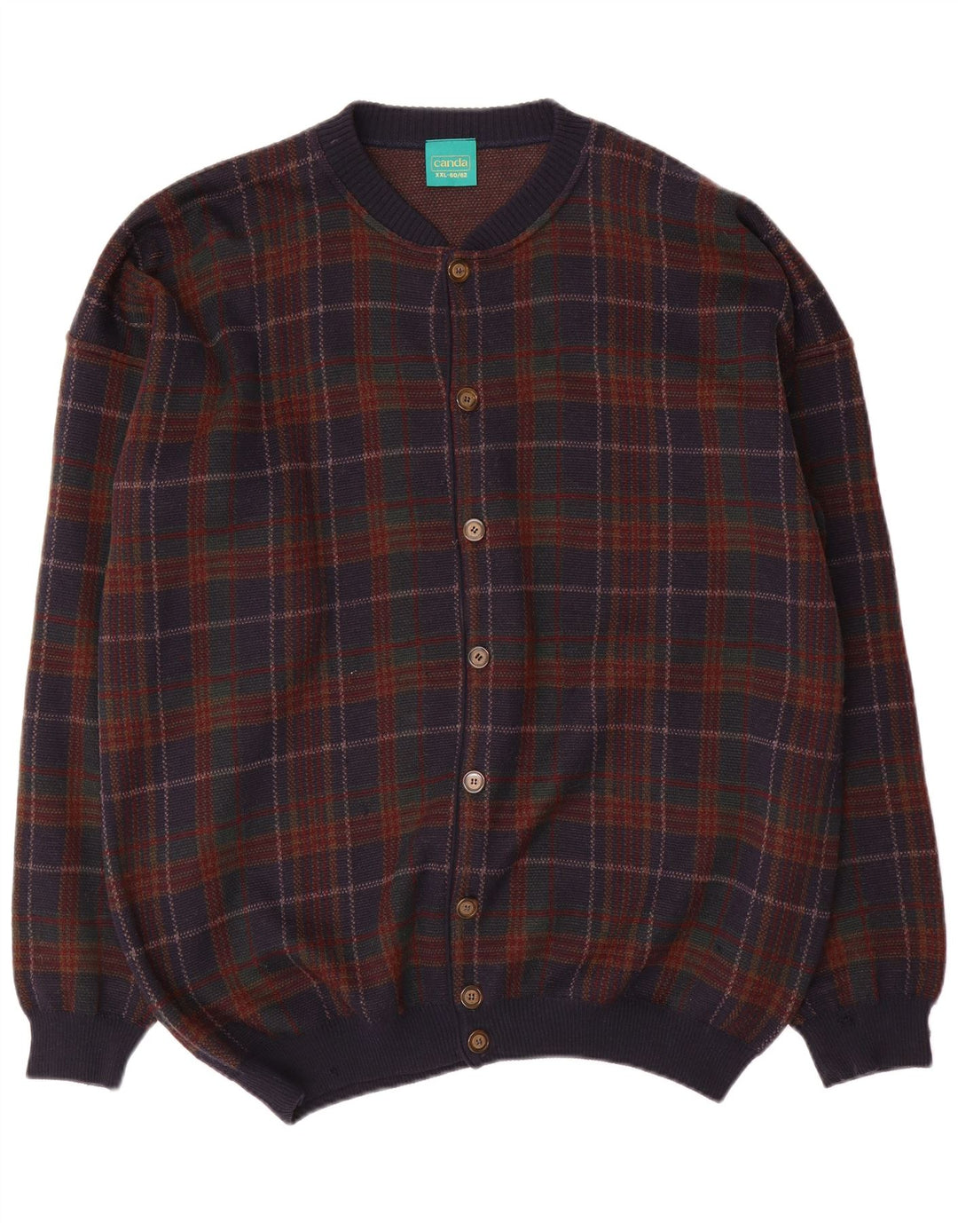 Canda Mens Cardigan Sweater 2XL Multicoloured Check Acrylic
