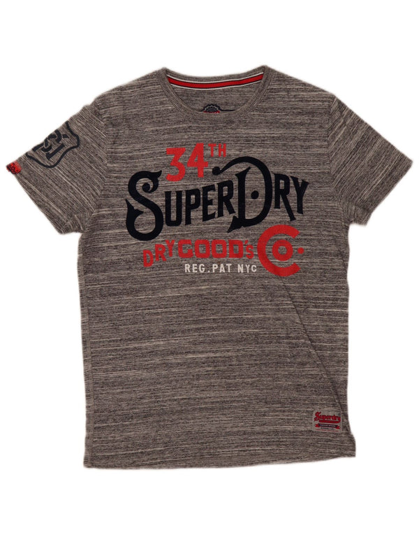 Superdry Mens Graphic T-Shirt Top Large Grey Flecked