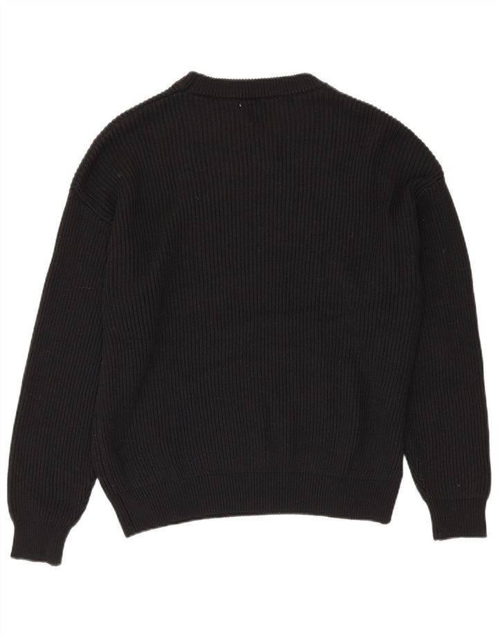 Zara Mens Crew Neck Jumper Sweater Medium Black Polyester