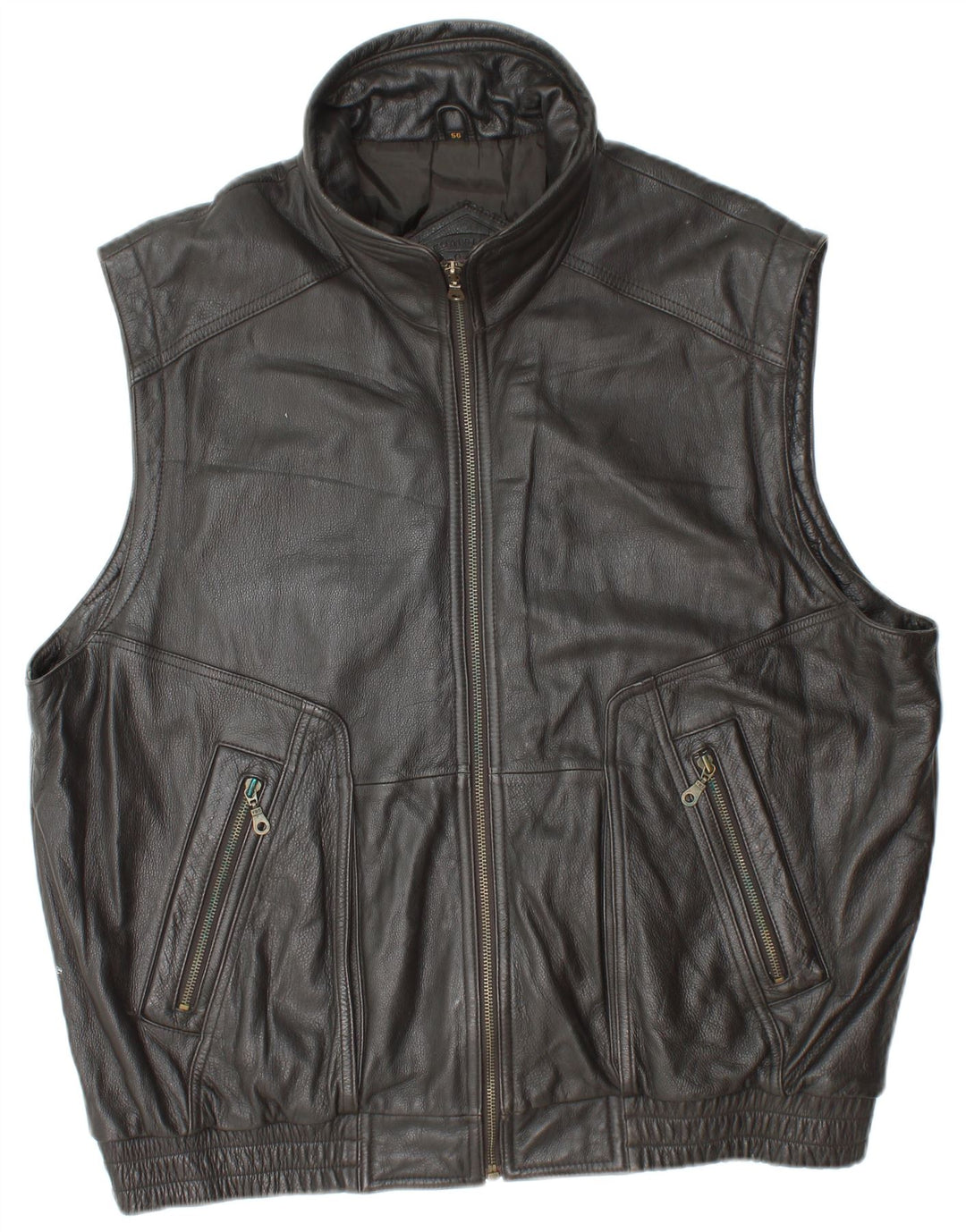 PRINCE Mens Leather Gilet IT 56 3XL Black Leather