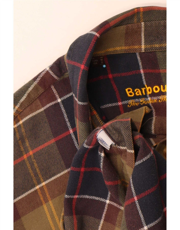 Barbour Mens Regular Fit Flannel Shirt Medium Green Plaid Cotton