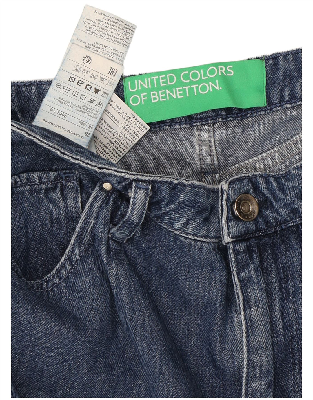 BENETTON Womens Wide Leg Jeans W28 L32  Blue Cotton