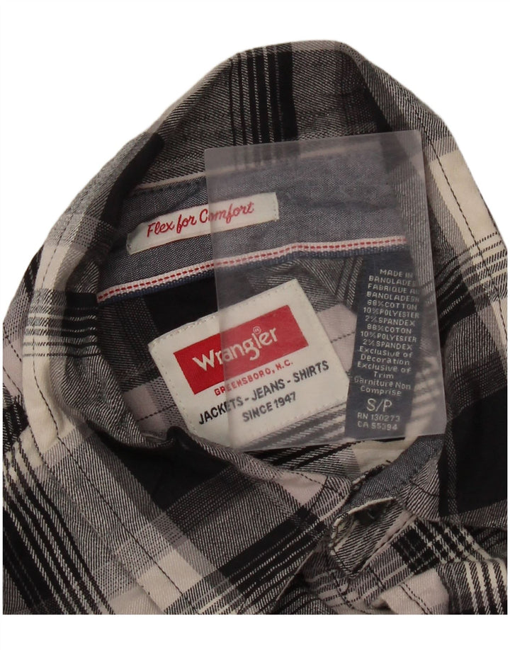 Wrangler Mens Checked  Regular Fit Flannel Shirt Small Black Plaid Cotton