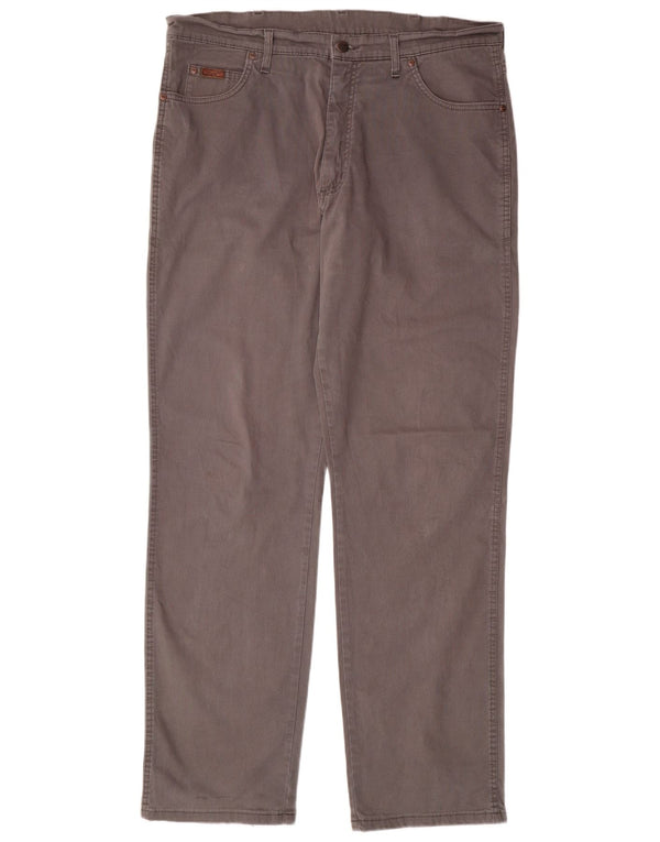 WRANGLER Mens Straight Casual Trousers W38 L34  Grey Cotton