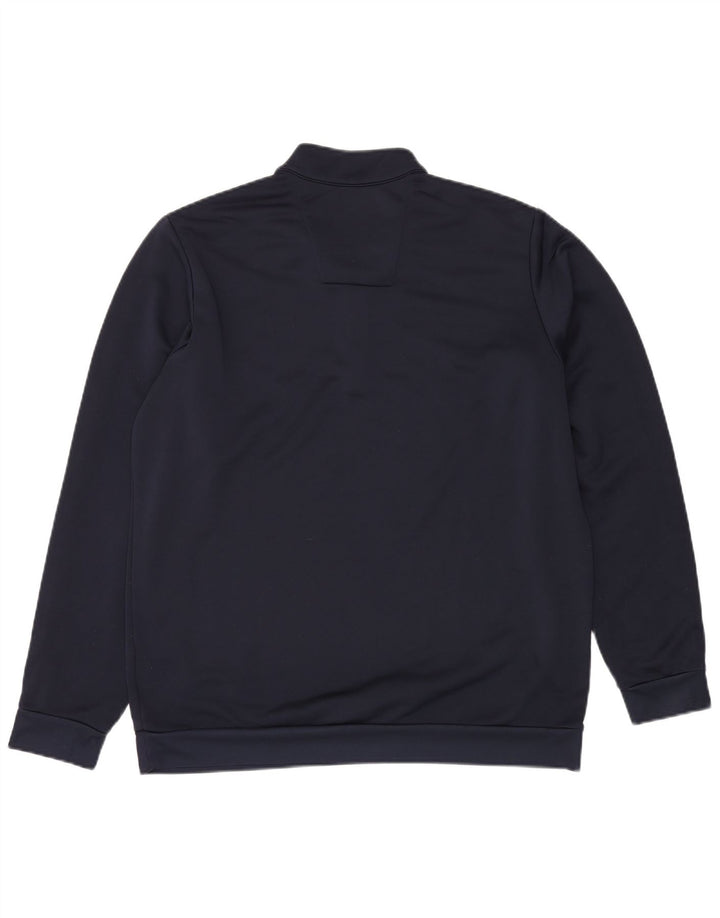 ADIDAS Mens Zip Neck Sweatshirt Jumper XL Navy Blue Polyester
