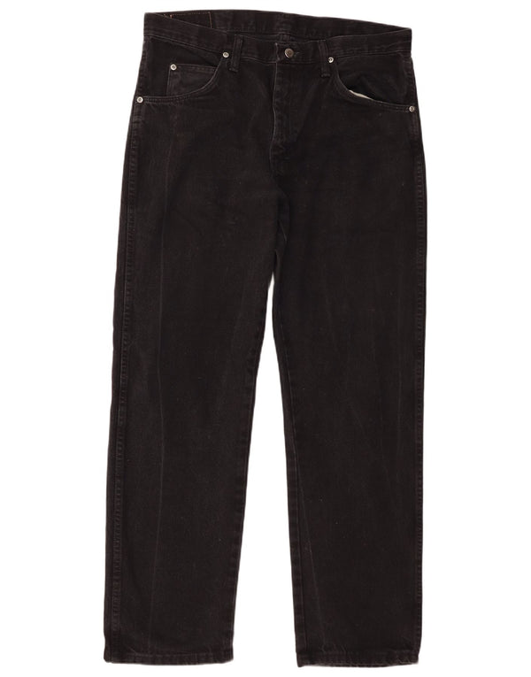 Wrangler Mens Straight Jeans W34 L30 Black Cotton