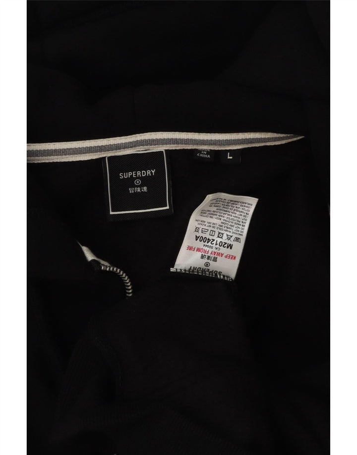 Superdry Mens Zip Hoodie Sweater Large Black Cotton