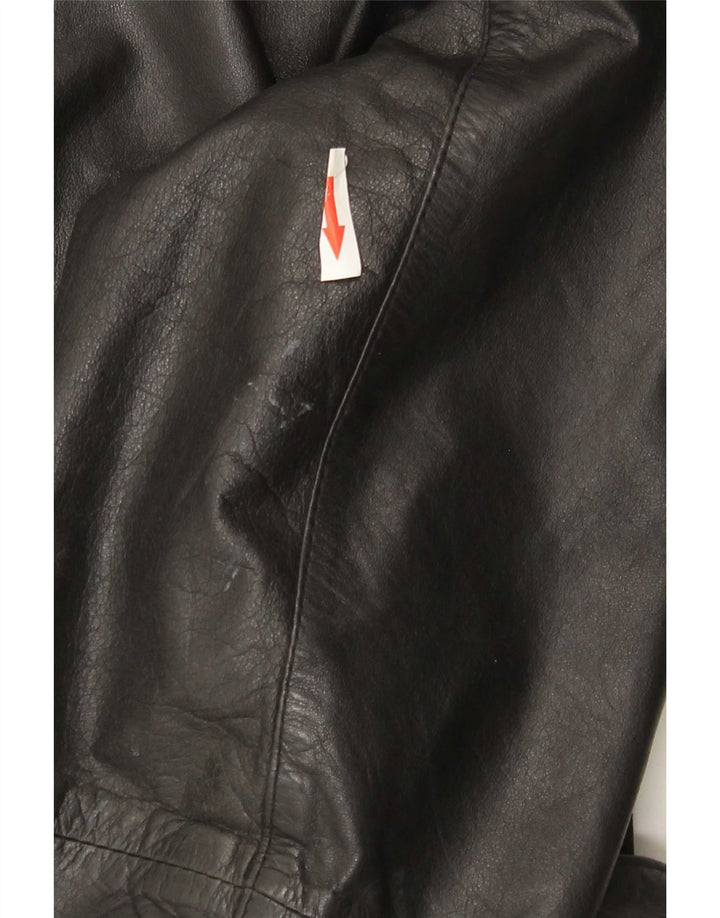VINTAGE Womens Leather Jacket UK 16 Large Black Leather