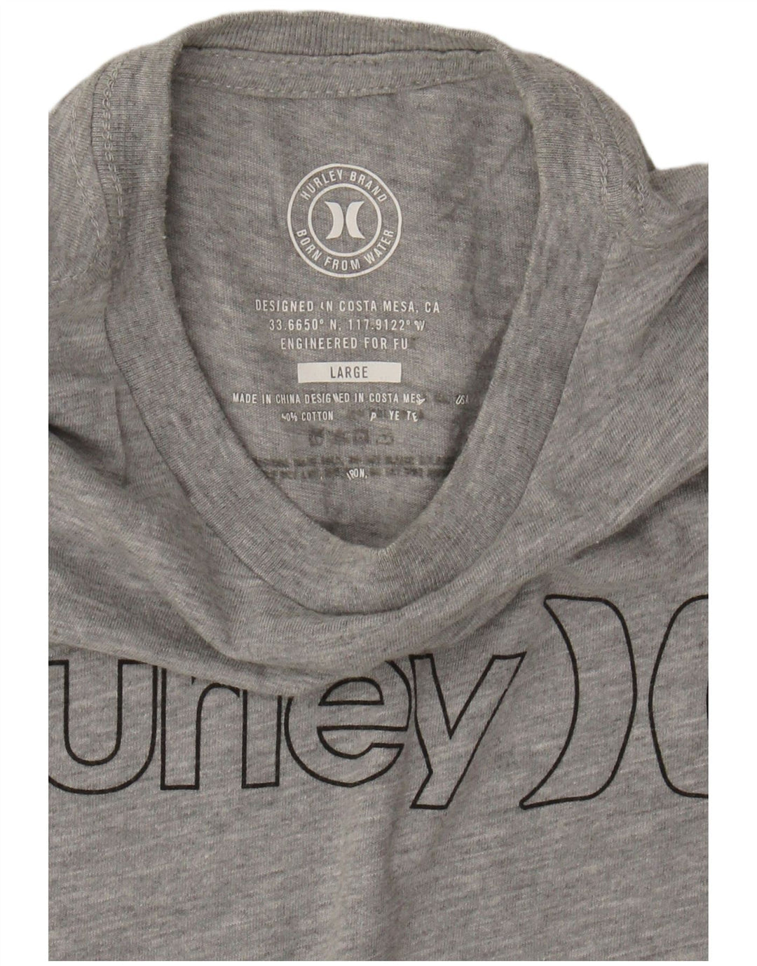HURLEY Boys Graphic T-Shirt Top 12-13 Years Large Grey Flecked Cotton
