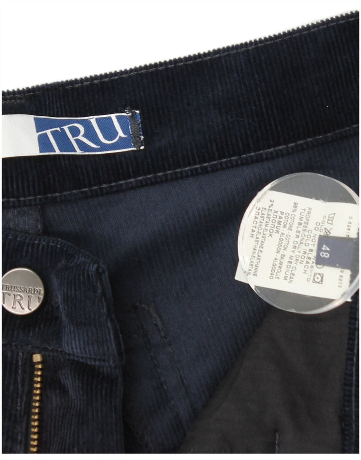 TRUSSARDI Mens Straight Corduroy Trousers IT 48 Medium W32 L29 Navy Blue