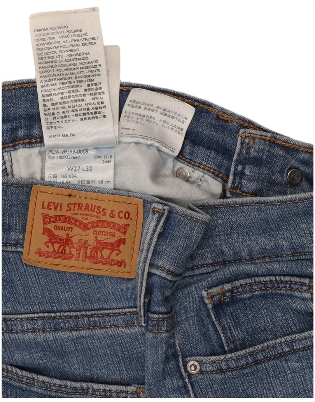 Levi's Womens Slimming Skinny Jeans W27 L32 Blue Cotton