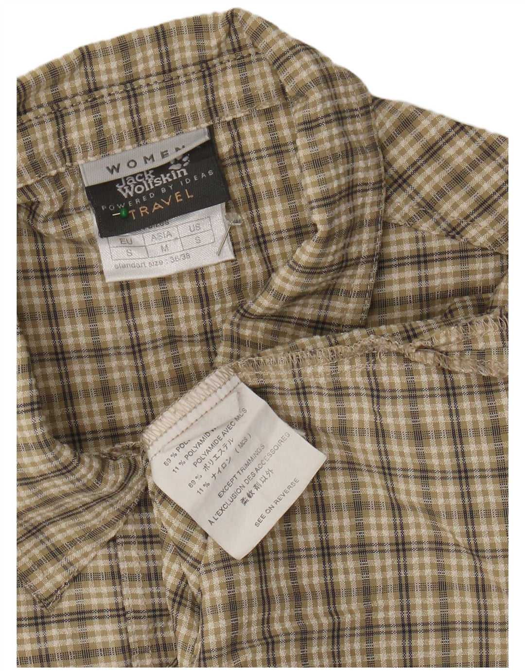 JACK WOLFSKIN Womens Sleeveless Shirt UK 10 Small Beige Check Polyester