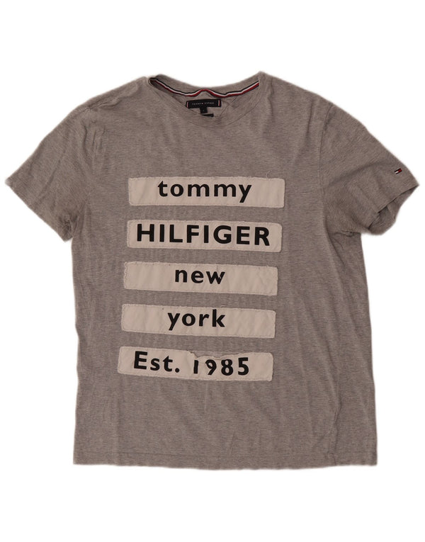 Tommy Hilfiger Womens Graphic T-Shirt Top UK 16 Large Grey Cotton