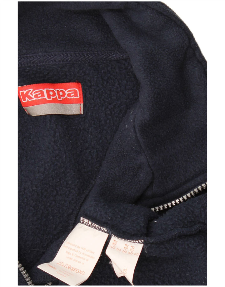 KAPPA Mens Zip Neck Fleece Jumper Small Navy Blue Polyester