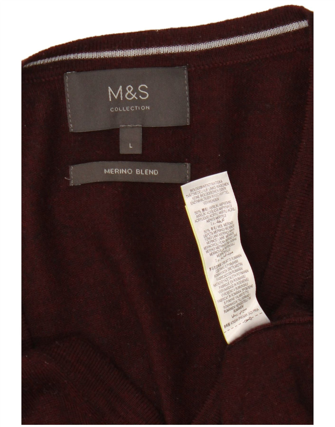 MARKS & SPENCER Womens Cardigan Sweater UK 16 Large Burgundy Flecked Wool