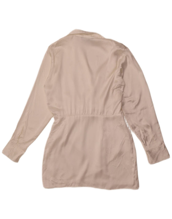 ZARA Womens Pullover Shirt Dress UK 14 Medium White Silk