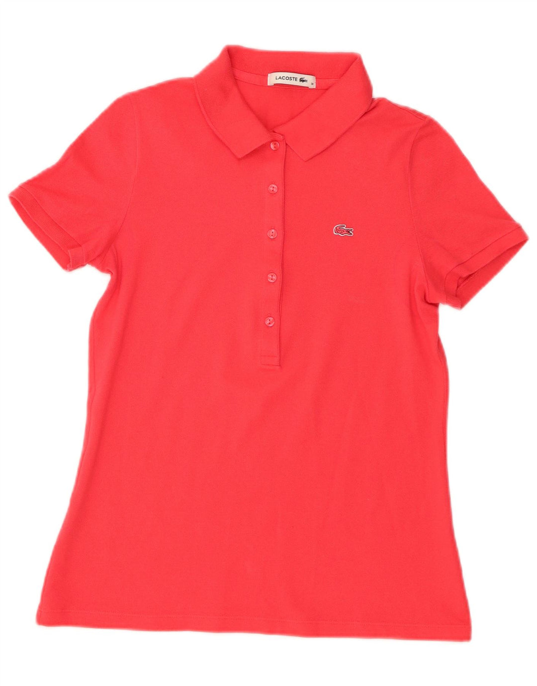 Lacoste Womens Polo Shirt Size 38 Medium Red Cotton
