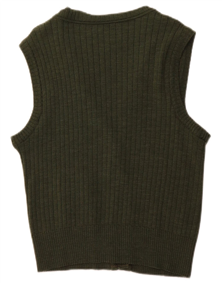 LODENFREY Womens Crop Sleeveless Cardigan Sweater EU 46 XL Green