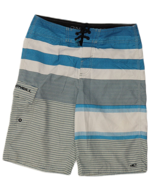 O'Neill Mens Swimming Shorts Small Blue Striped Polyester