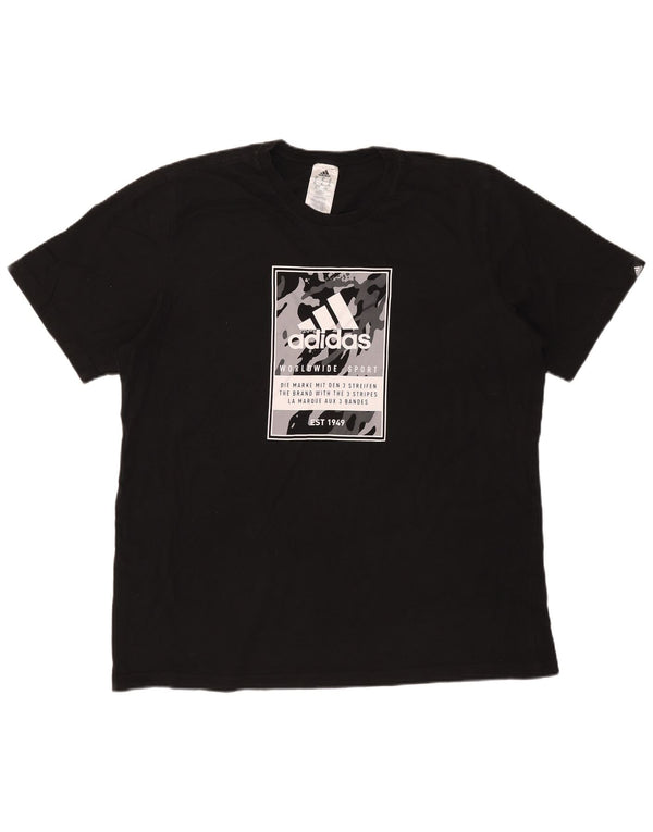 Adidas Mens Graphic T-Shirt Top XL Black Cotton