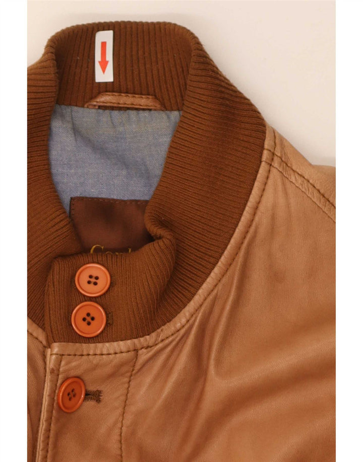 Conbipel Mens Leather Bomber Jacket IT 56 2XL Brown