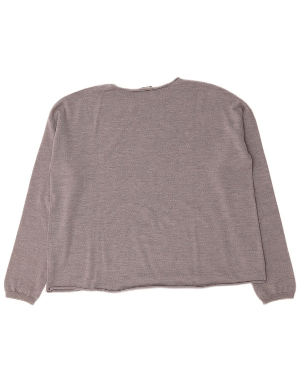 Aspesi Womens Boat Neck Jumper Sweater UK 16 Large Grey Wool