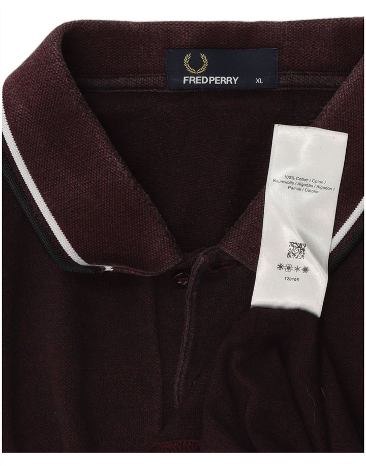 Fred Perry Mens Polo Shirt XL Burgundy Cotton