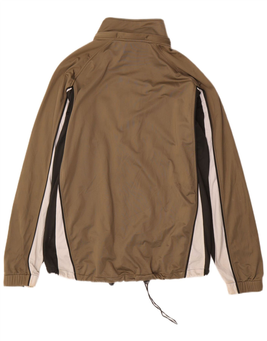 Asics Mens Tracksuit Top Jacket Medium Khaki Colourblock Polyester