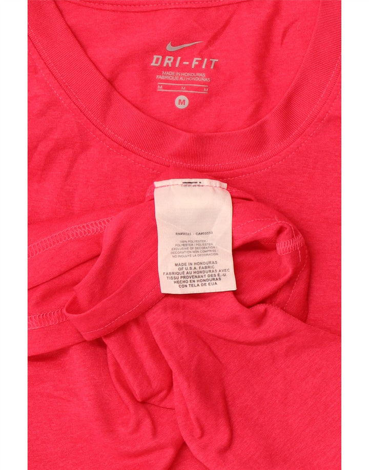 NIKE Womens Dri Fit T-Shirt Top UK 12 Medium Pink Polyester