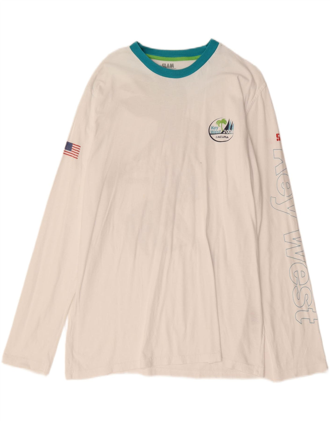 Slam Mens Florida Graphic Top Long Sleeve Large White Cotton