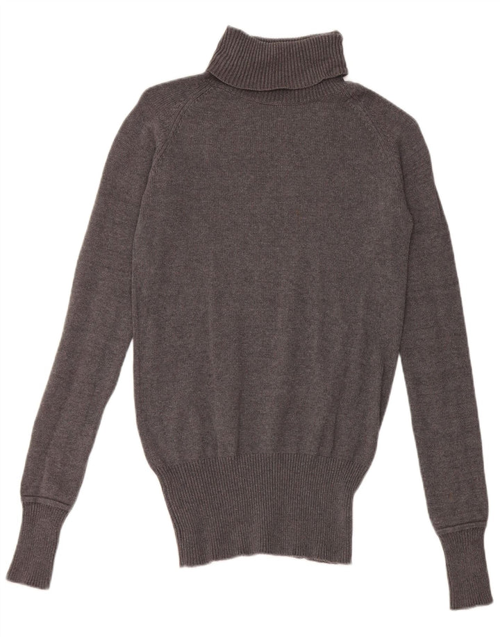 Zara Womens Roll Neck Jumper Sweater UK 12 Medium Grey Cotton