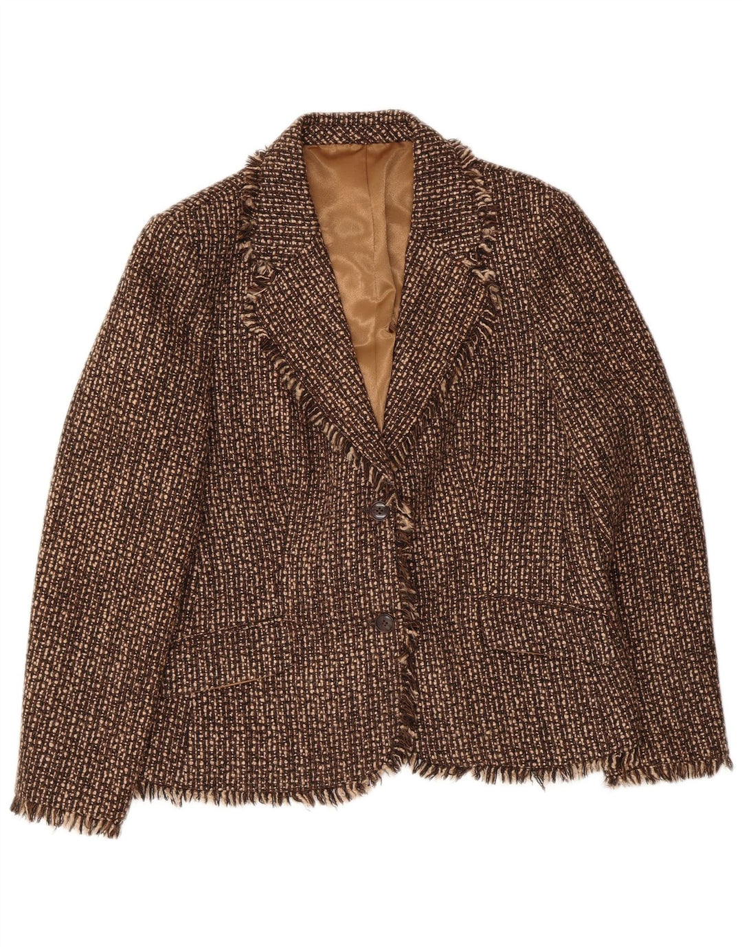 Brioni Womens 2 Button Blazer Jacket UK 16 Large Brown Flecked