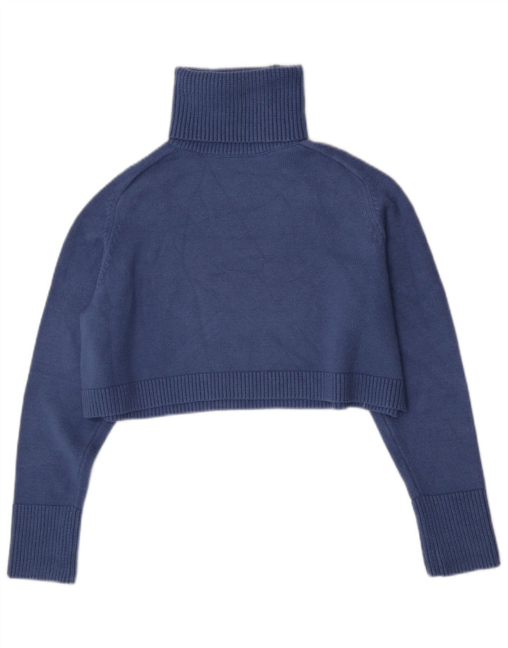 Zara Womens Oversized Crop Roll Neck Jumper Sweater UK 10 Small Blue