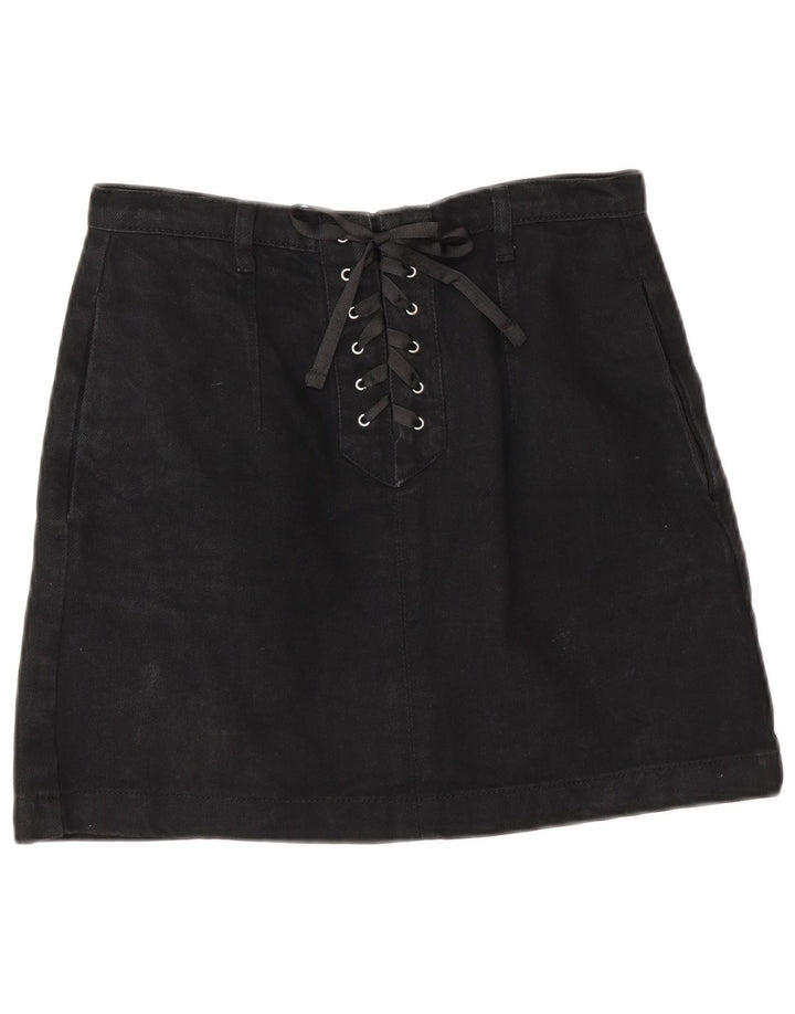 Topshop Womens Denim Skirt UK 10 Small W26 Black
