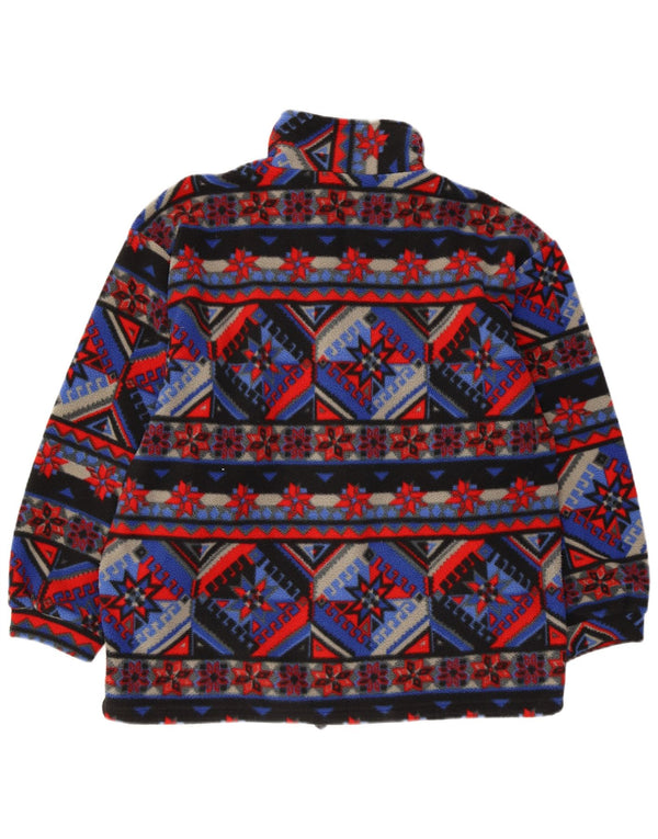 Vintage Mens Loose Fit Fleece Jacket UK 36 Small Multicoloured Geometric