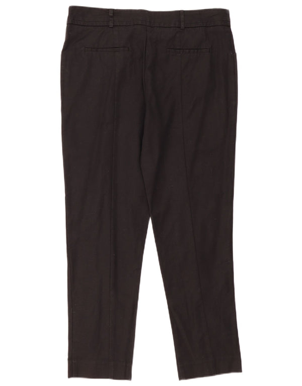 Oasis Womens Slim Casual Trousers UK 14 Large W34 L28 Black Cotton