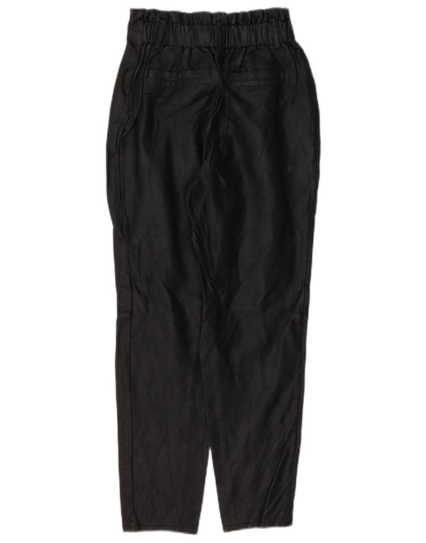 Lipsy Womens High Waist Tapered Faux Leather Trousers UK 6 XS W26 L25 Black