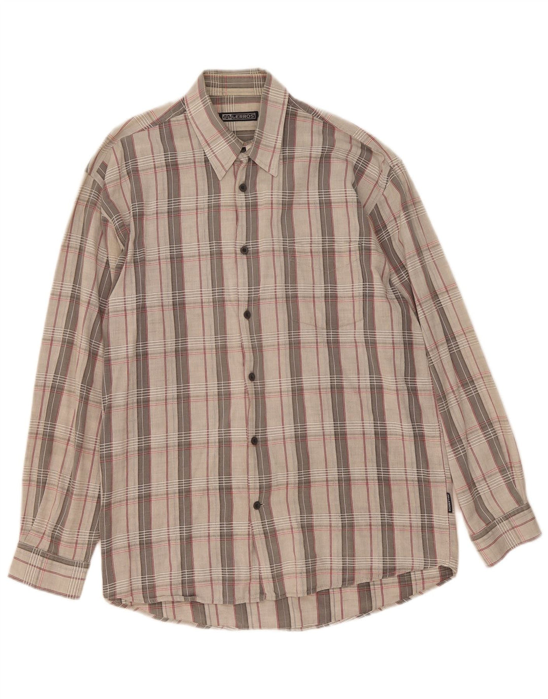 LERROS Mens Shirt Medium Grey Check Cotton